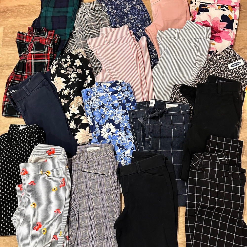19 Pairs of Old Navy Pixie Pants, and some of gaps version of the same pants